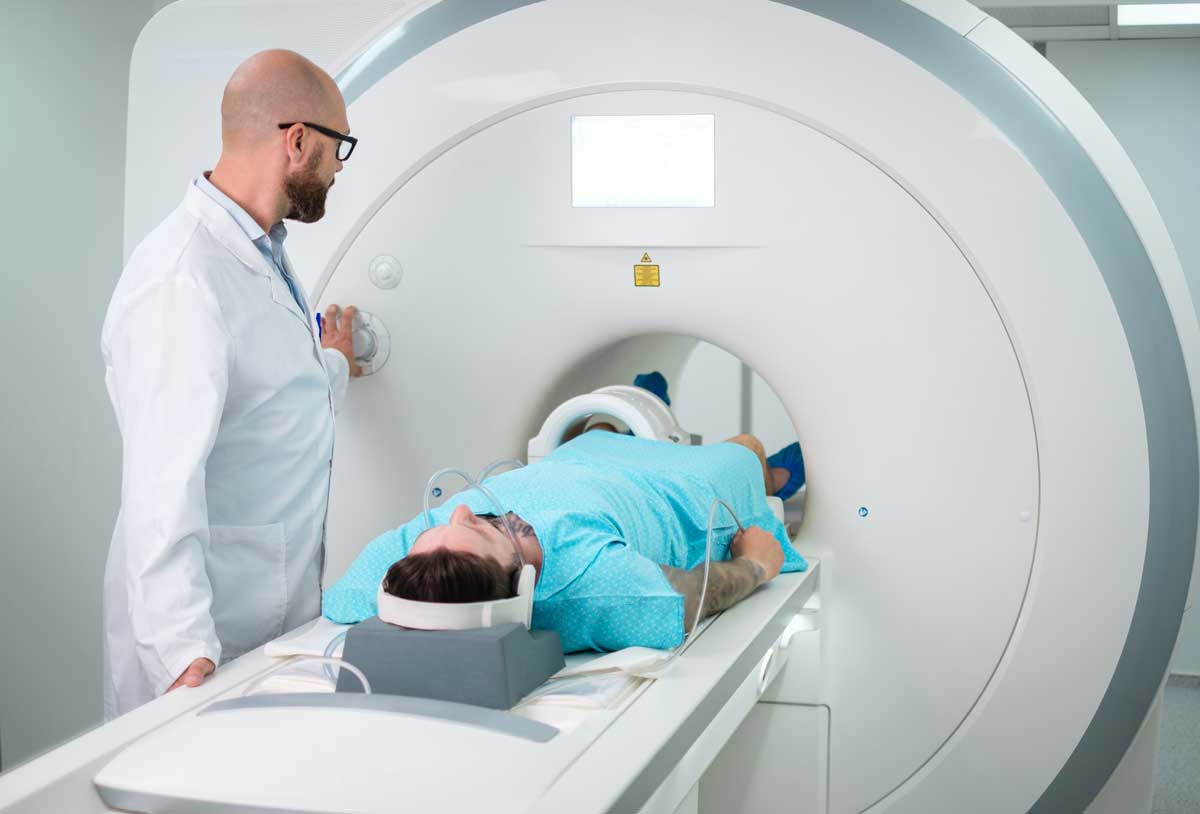 Patient visiting MRI procedure in a hospital Patient visiting MRI procedure in a hospital