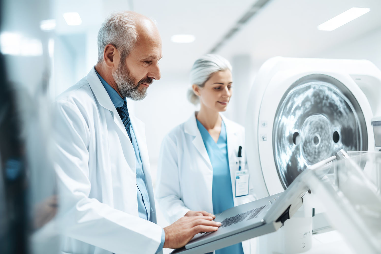 Doctors radiologists standing next to the at MRI or CT scan mac AdobeStock 655991269